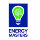 energy masters logo a lightbulb with a tree inside on a green background on a blue square