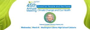 45th EcoAction Arlington Annual Meeting graphic banner with headshot of speaker