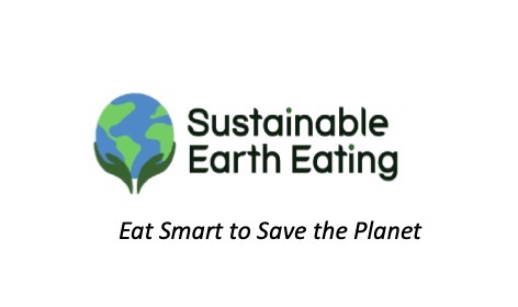 Sustainable Earth Eating a blue and green globe held up by green hands tagline Eat Smart to Save the Planet