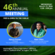 46th Annual Meeting promo graphic with green background with water drop headshots of speakers