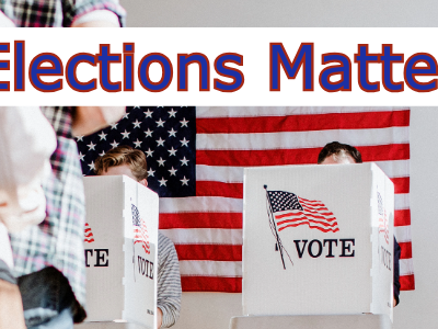 banner image with people lined up to vote. Title: Elections Matter