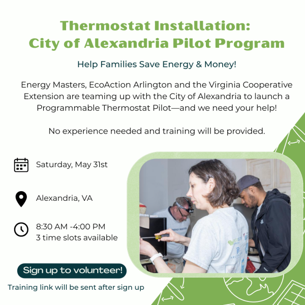 Thermostat Installation City of Alexandria Pilot Program promo graphic