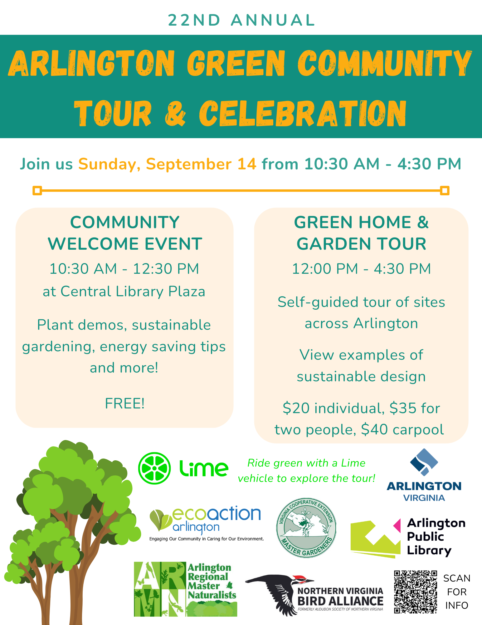 promo flyer for the 2025 Arlington Green Community Tour