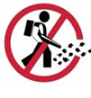 icon of a person with leaf blower in a red circle with slash