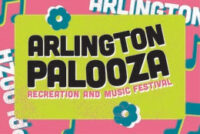 promo graphic for Arlington Palooza with pink and green colors