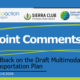 Featured image with blue background featuring logos for ecoaction arlington, sierra club potomac river group, and Faith Alliance Climate Solutions Arlington with the title Joint Comments inside a bright green line drawing of a rectangle